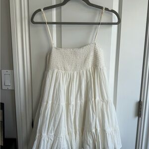 Edikted White Smocked Tiered Dress